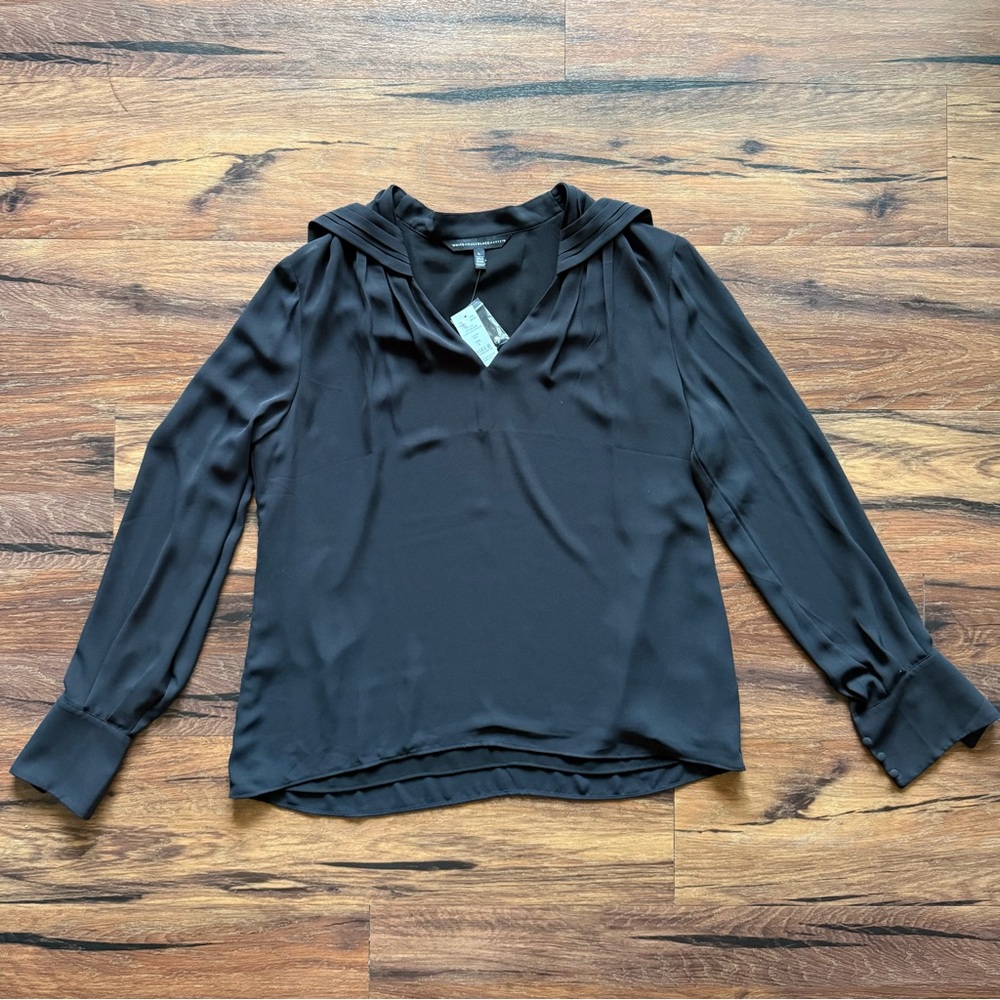 White House Black Market - large long sleeve Elegant Black Women's Top - new